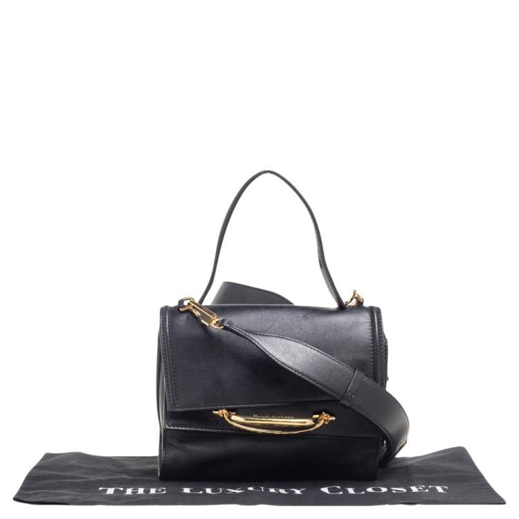 Pre Owned Alexander McQueen Black Leather The Story Top Handle Bag