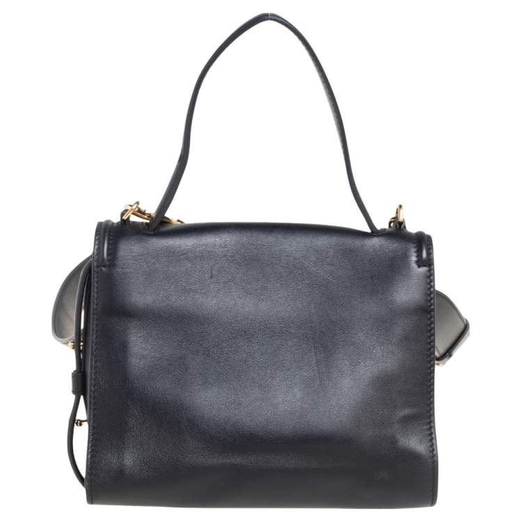 Pre Owned Alexander McQueen Black Leather The Story Top Handle Bag