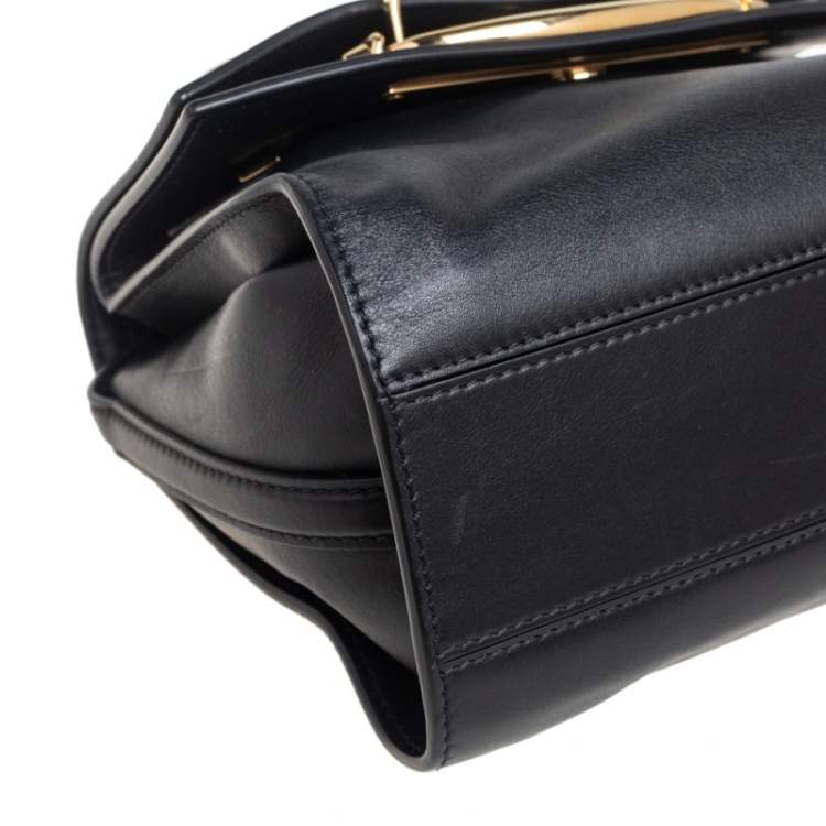 Pre Owned Alexander McQueen Black Leather The Story Top Handle Bag