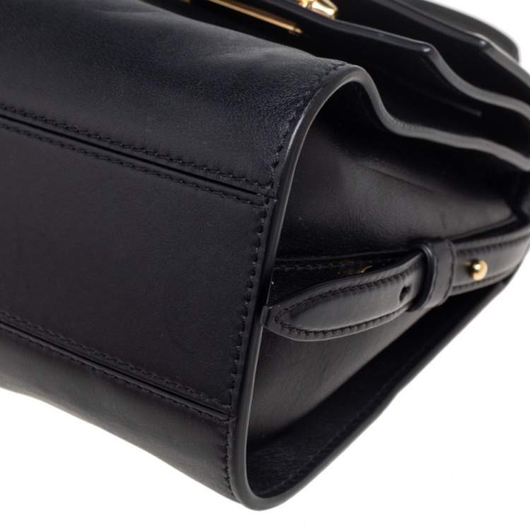 Pre Owned Alexander McQueen Black Leather The Story Top Handle Bag
