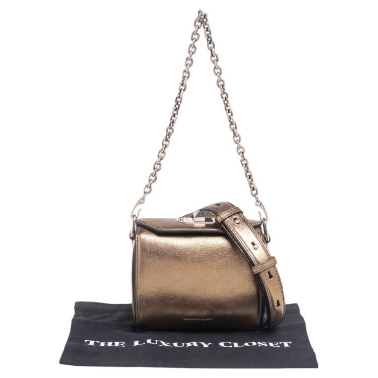 Pre Owned Alexander McQueen Gold Leather Box 19 Shoulder Bag