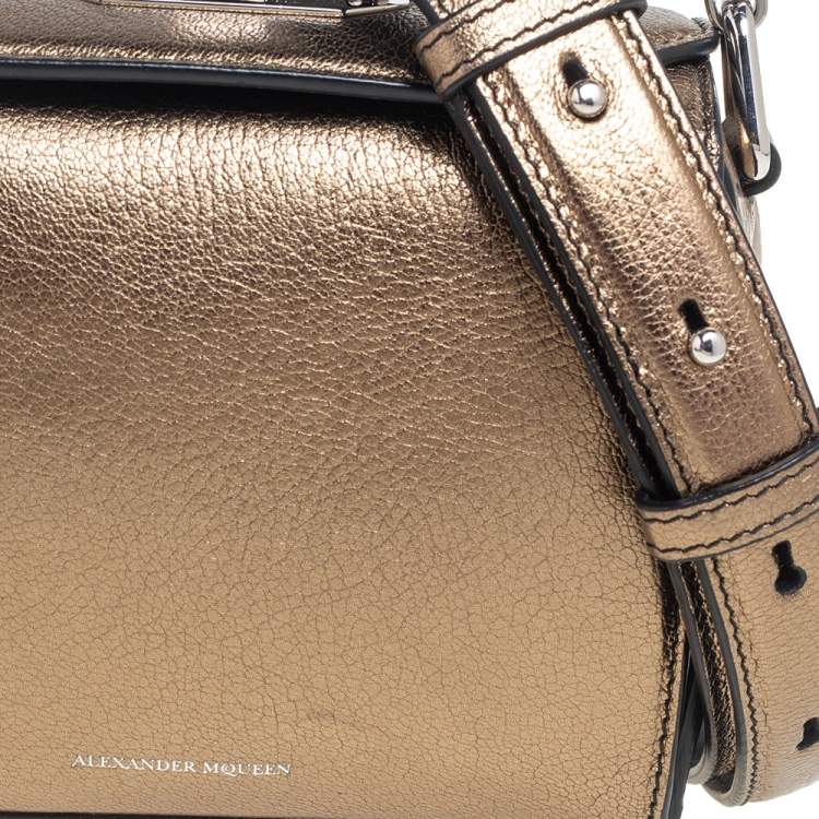 Pre Owned Alexander McQueen Gold Leather Box 19 Shoulder Bag