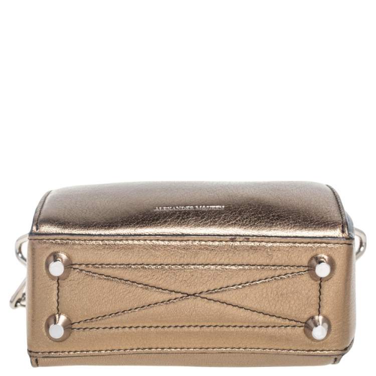 Pre Owned Alexander McQueen Gold Leather Box 19 Shoulder Bag
