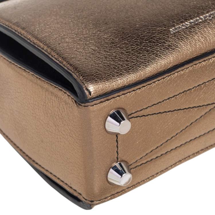 Pre Owned Alexander McQueen Gold Leather Box 19 Shoulder Bag