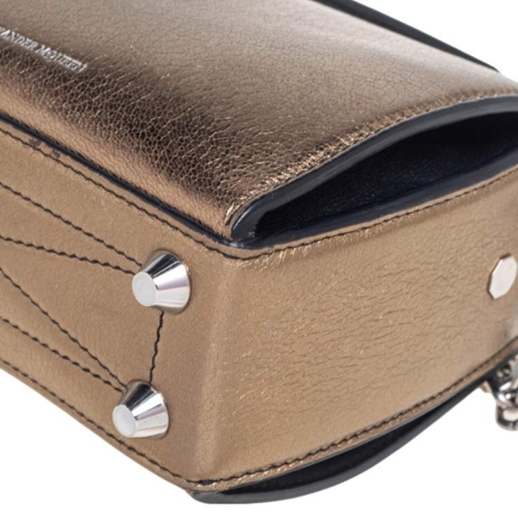 Pre Owned Alexander McQueen Gold Leather Box 19 Shoulder Bag