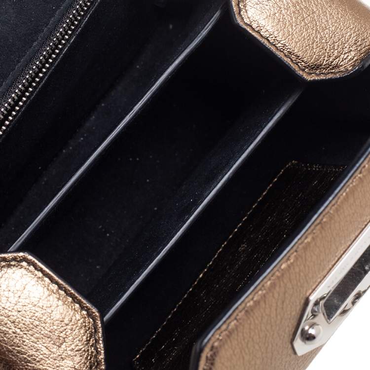 Pre Owned Alexander McQueen Gold Leather Box 19 Shoulder Bag