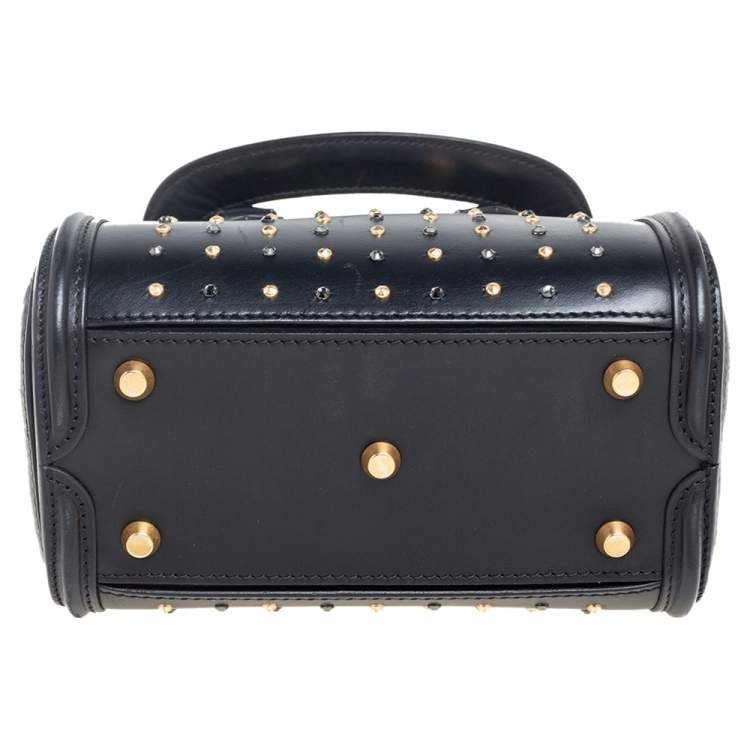 Pre Owned Alexander McQueen Black Leather Mini Crystal/Studded Heroine Bag