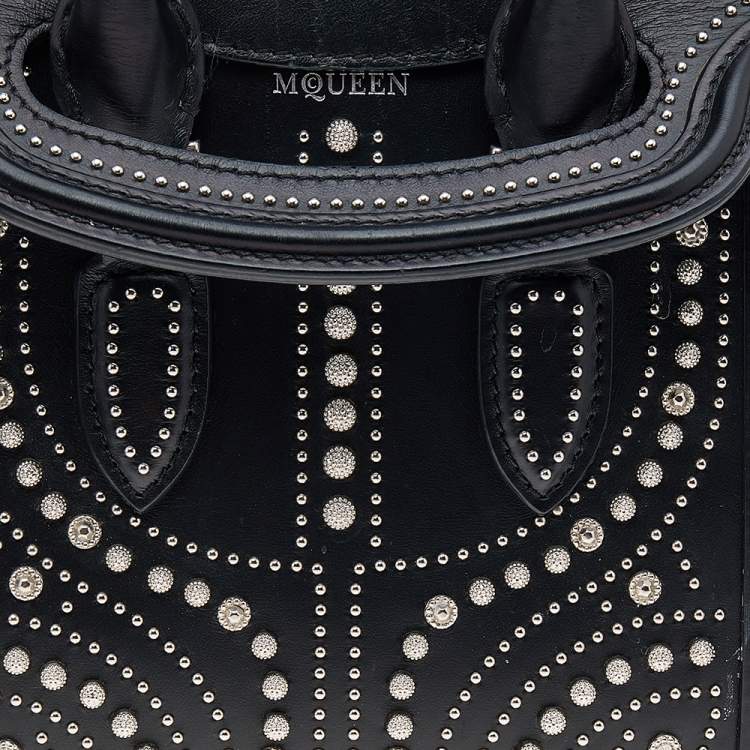Pre Owned Alexander McQueen Black Leather Mini Studded Heroine Bag