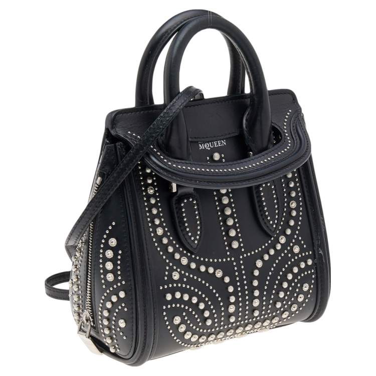 Pre Owned Alexander McQueen Black Leather Mini Studded Heroine Bag