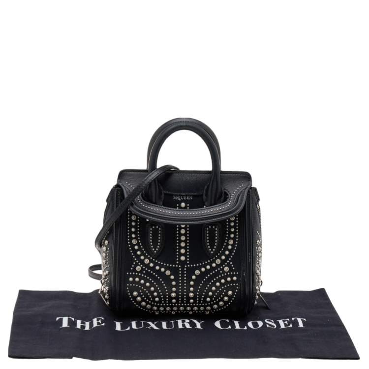 Pre Owned Alexander McQueen Black Leather Mini Studded Heroine Bag