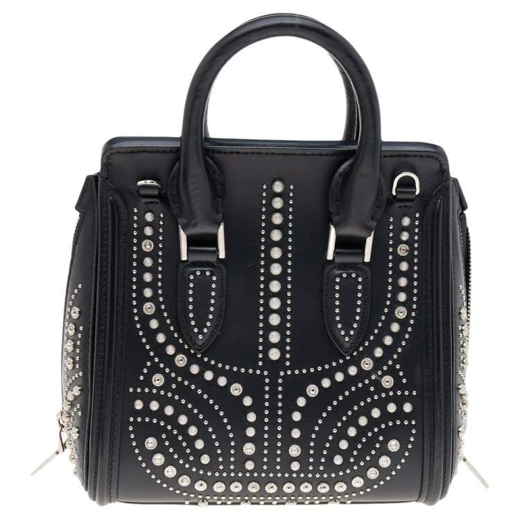 Pre Owned Alexander McQueen Black Leather Mini Studded Heroine Bag
