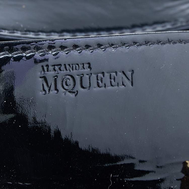 Pre Owned Alexander McQueen Black Patent Leather Mini Heroine Bag