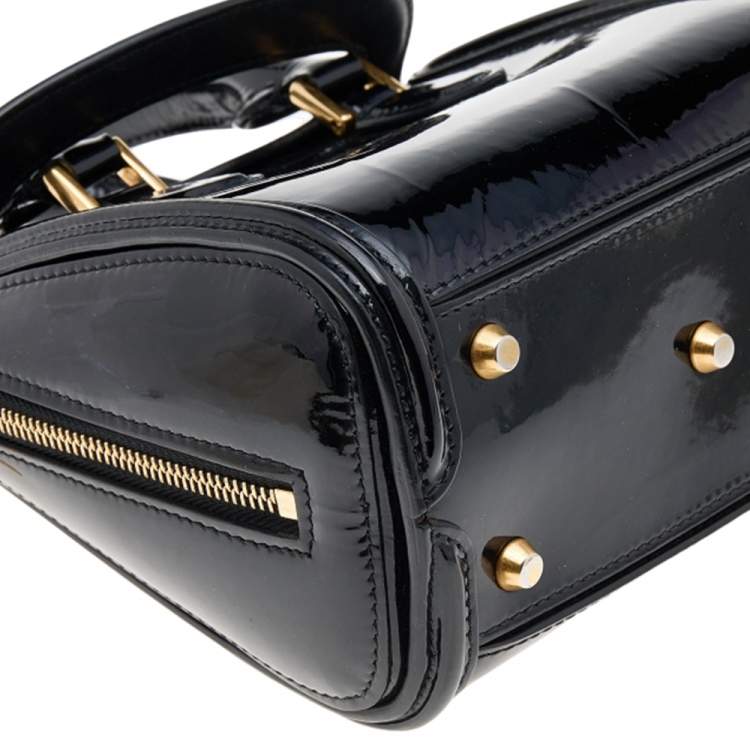Pre Owned Alexander McQueen Black Patent Leather Mini Heroine Bag