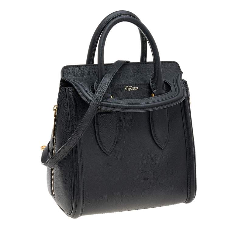 Pre Owned Alexander McQueen Black Leather Small Heroine Shoulder Bag