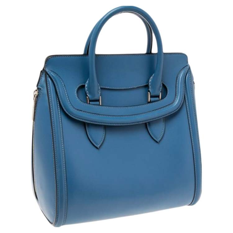 Pre Owned Alexander McQueen Blue Leather Large Heroine Satchel