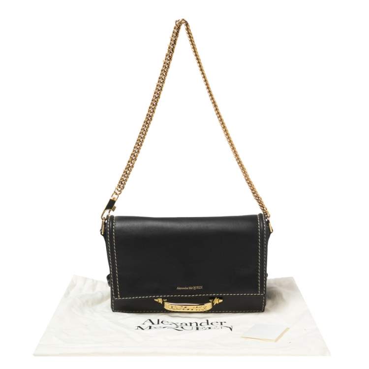 Pre Owned Alexander McQueen Black Leather The Story Shoulder Bag