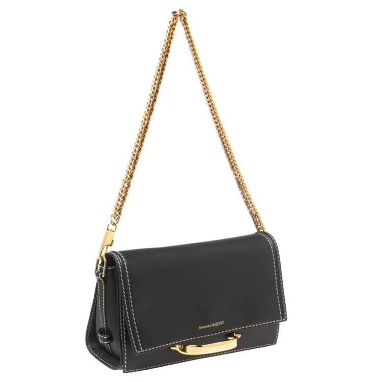 Pre Owned Alexander McQueen Black Leather The Story Shoulder Bag