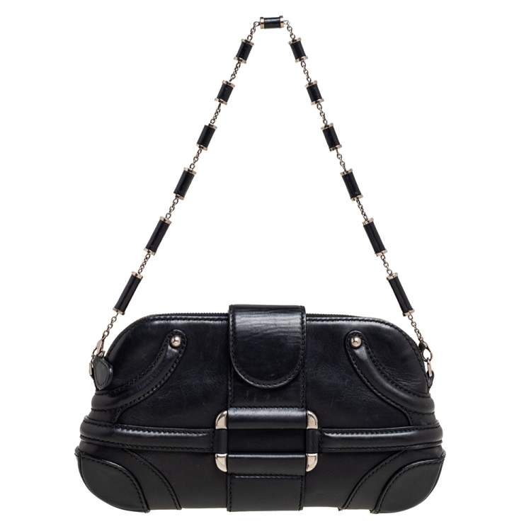 Pre Owned Alexander McQueen Black Leather Novak Shoulder Bag