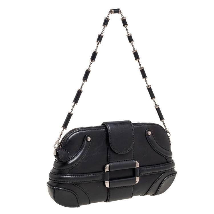Pre Owned Alexander McQueen Black Leather Novak Shoulder Bag