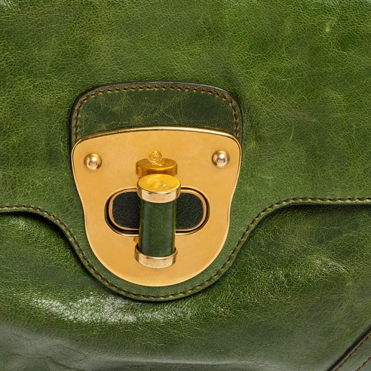 Pre Owned Alexander McQueen Green Leather Flapper Clutch