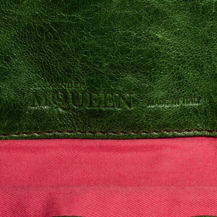 Pre Owned Alexander McQueen Green Leather Flapper Clutch
