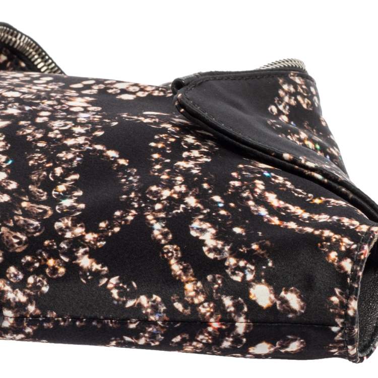Pre Owned Alexander McQueen Black Rhinestone Printed Fabric De Manta Clutch
