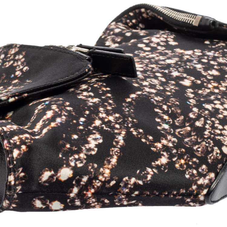 Pre Owned Alexander McQueen Black Rhinestone Printed Fabric De Manta Clutch