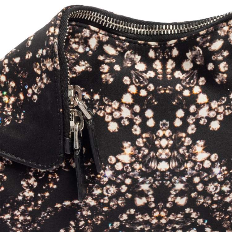 Pre Owned Alexander McQueen Black Rhinestone Printed Fabric De Manta Clutch