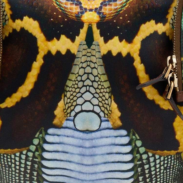 Pre Owned Alexander McQueen Multicolor Print Satin and Leather Medium De Manta Clutch
