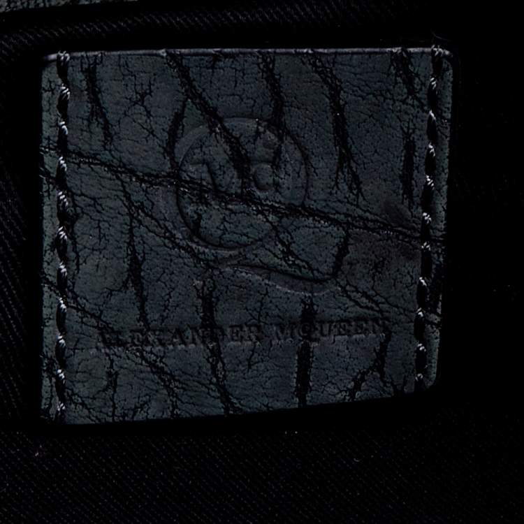Pre Owned Alexander McQueen Dark Grey Leather Flap Messenger Bag