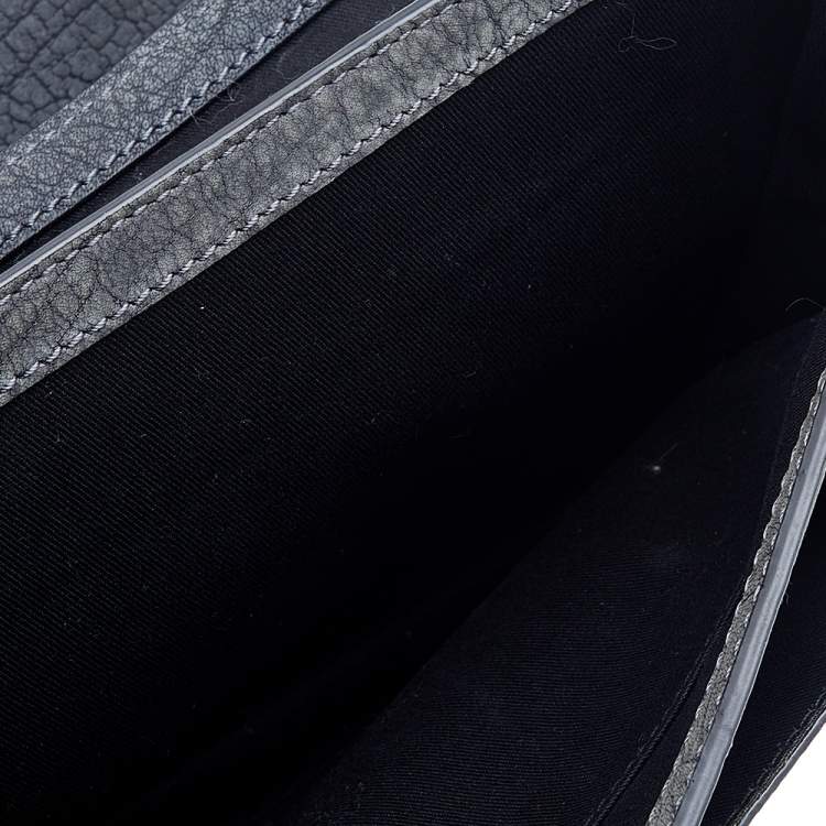 Pre Owned Alexander McQueen Dark Grey Leather Flap Messenger Bag
