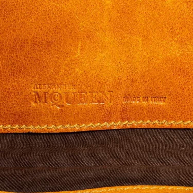 Pre Owned Alexander McQueen Orange Leather Flapper Clutch