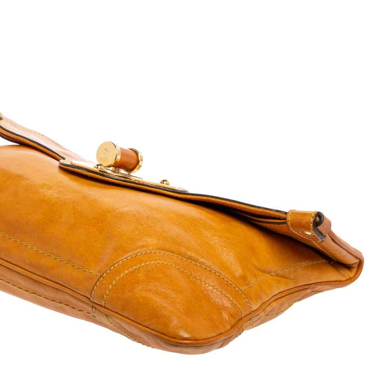 Pre Owned Alexander McQueen Orange Leather Flapper Clutch
