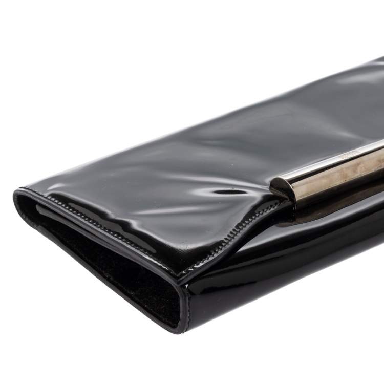 Pre Owned Alexander McQueen Black Patent Leather Flap Clutch 