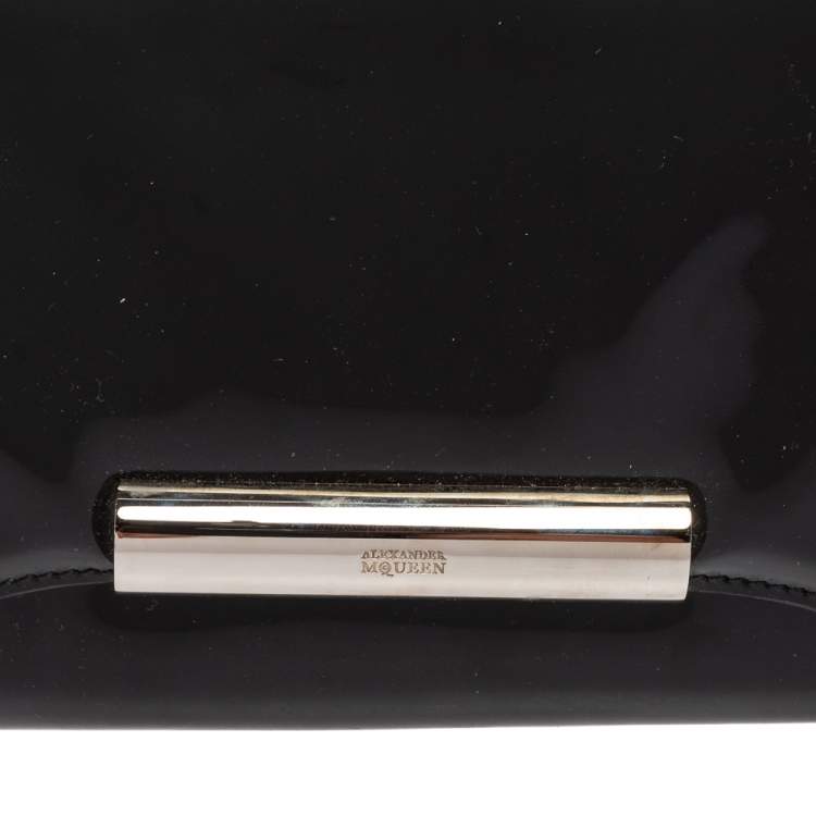 Pre Owned Alexander McQueen Black Patent Leather Flap Clutch 