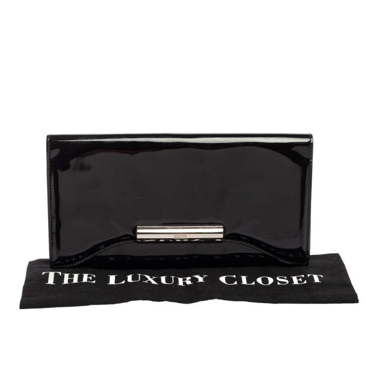 Pre Owned Alexander McQueen Black Patent Leather Flap Clutch 