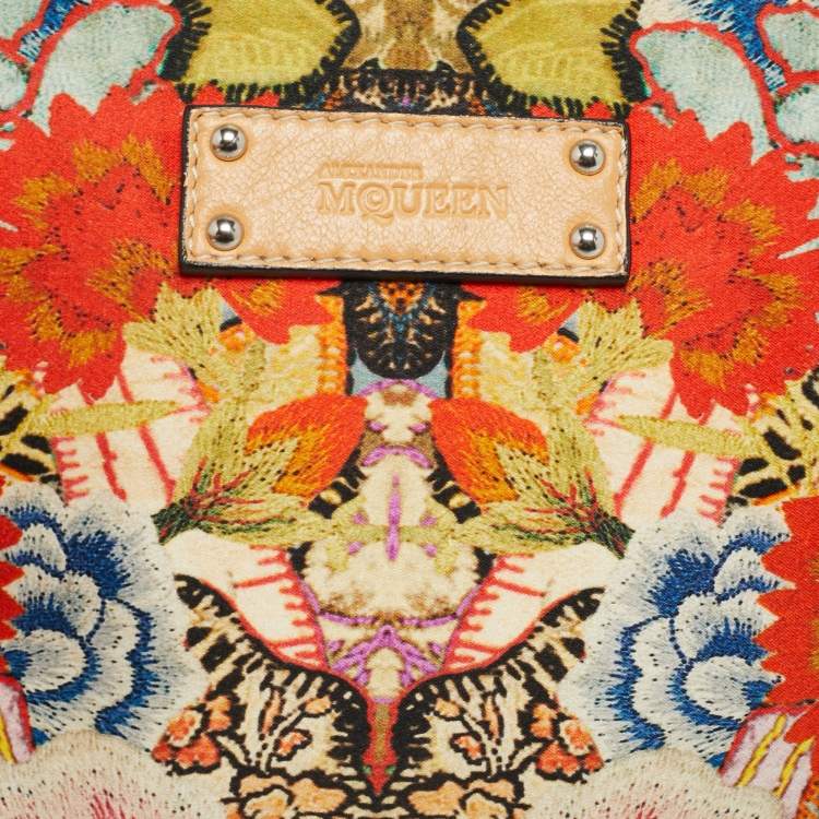 Pre Owned Alexander McQueen Multicolor Floral Print Fabric and Leather Small De Manta Clutch