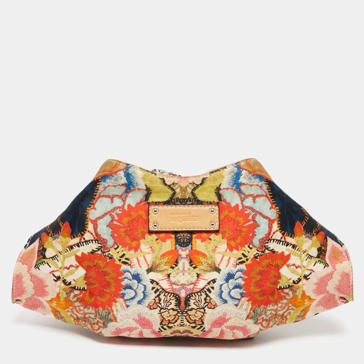 Pre Owned Alexander McQueen Multicolor Floral Print Fabric and Leather Small De Manta Clutch