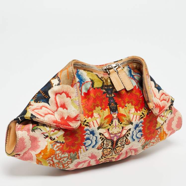 Pre Owned Alexander McQueen Multicolor Floral Print Fabric and Leather Small De Manta Clutch