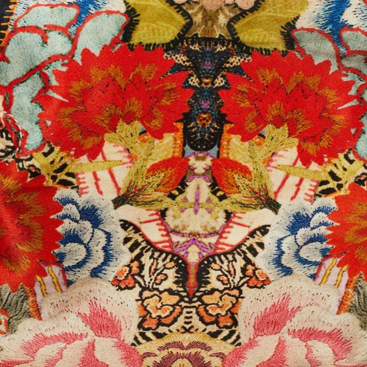Pre Owned Alexander McQueen Multicolor Floral Print Fabric and Leather Small De Manta Clutch