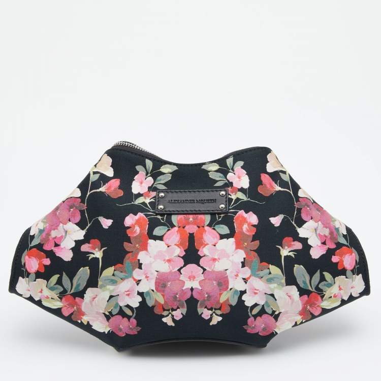 Pre Owned Alexander McQueen Multicolor Floral Print Satin Small De Manta Clutch