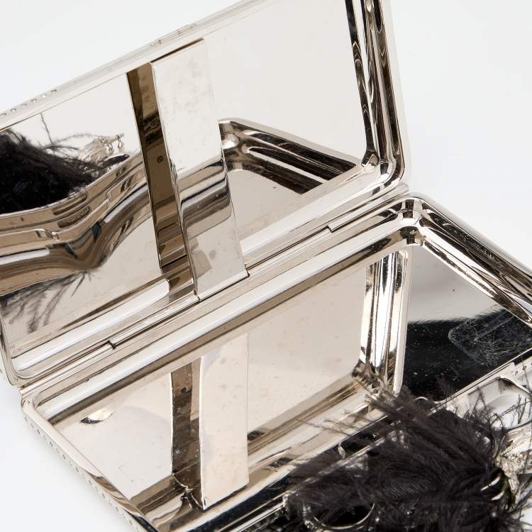 Pre Owned Alexander McQueen Silver Metal Bird with Feather Ring Knuckle Case