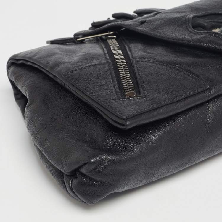 Pre Owned Alexander McQueen Black Leather Faithful Glove Clutch