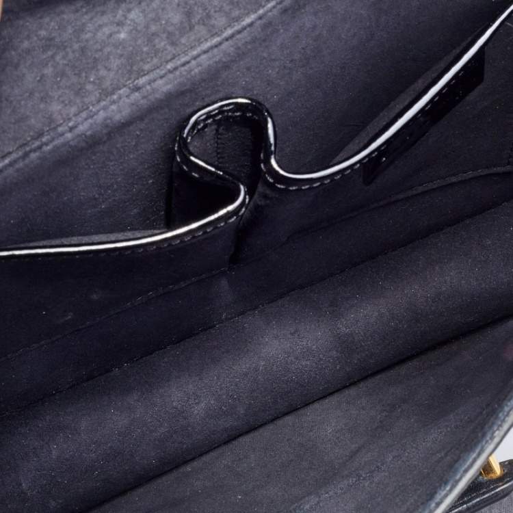 Pre Owned Alexander McQueen Black Patent Leather Honeycomb Heroine Shoulder Bag