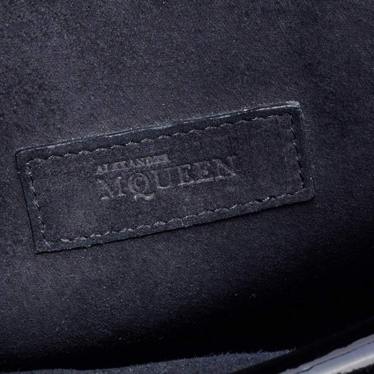 Pre Owned Alexander McQueen Black Patent Leather Honeycomb Heroine Shoulder Bag