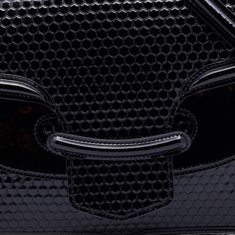 Pre Owned Alexander McQueen Black Patent Leather Honeycomb Heroine Shoulder Bag