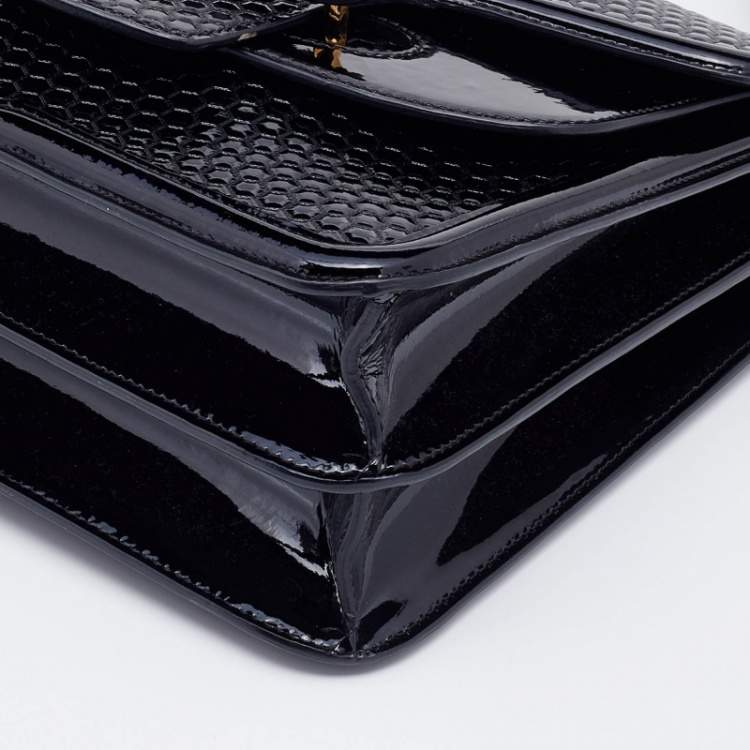 Pre Owned Alexander McQueen Black Patent Leather Honeycomb Heroine Shoulder Bag