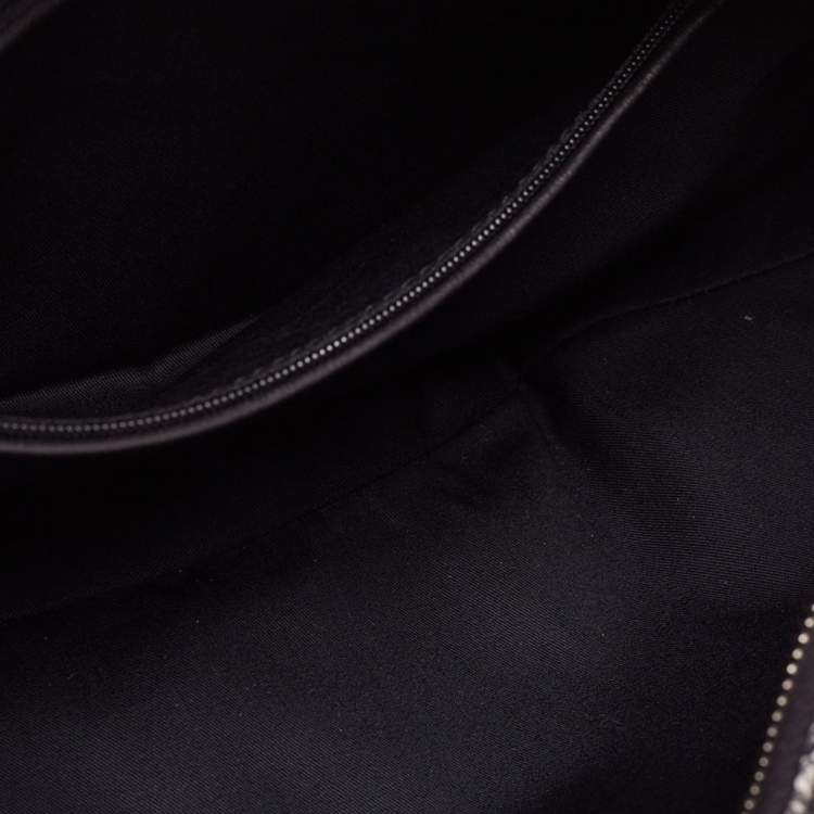 Pre Owned Alexander McQueen Black/White Printed Satin and Leather Medium De Manta Clutch