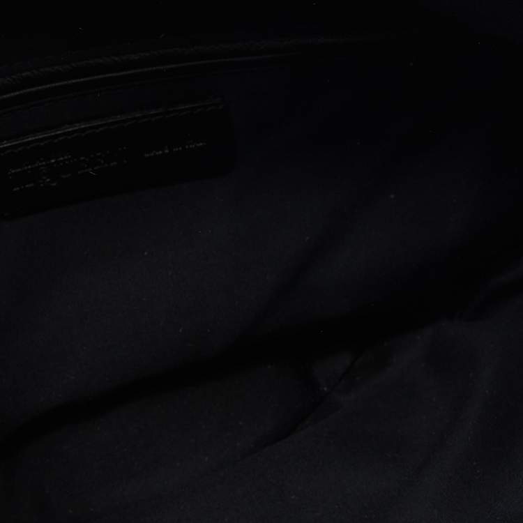 Pre Owned Alexander McQueen Black Heart Print Satin And Leather Medium De Manta Clutch
