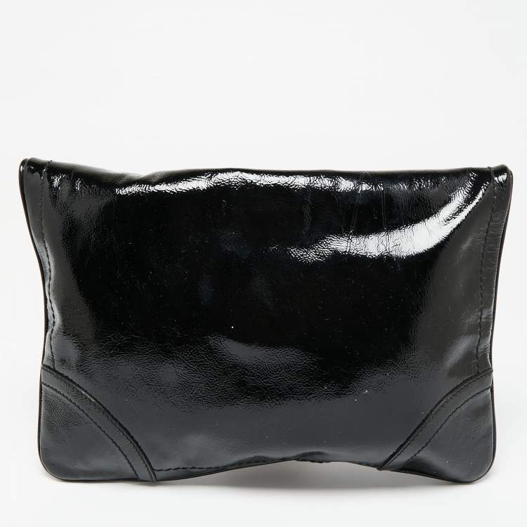 Pre Owned Alexander McQueen Black Patent Leather Flap Clutch